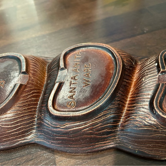 Vintage Unique Retro California Santa Anita Ware Pottery Leaf Divided Dish Tray - Picture 6 of 11